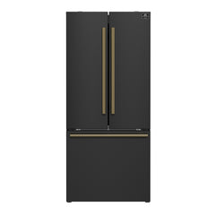 Forno Gallipoli Espresso 30-Inch Black French Door Refrigerator, Bottom Freezer, 17.5 Cu. Ft., No Frost, Ice Maker
