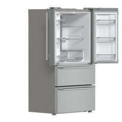 Forno Alta Moena 36" French Door Refrigerator, 19.2 Cu.Ft., Counter Depth, with Ice Maker, Stainless-Steel Interior Panel, and Silver Trim Shelves and Door Bins