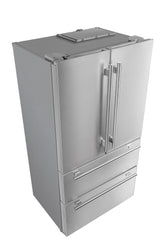 Forno Alta Moena 36" French Door Refrigerator, 19.2 Cu.Ft., Counter Depth, with Ice Maker, Stainless-Steel Interior Panel, and Silver Trim Shelves and Door Bins