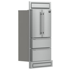 Forno Moena 36" French Door 19.2 cu. ft Stainless Steel Refrigerator, with Modern Decorative Grill - 40" Wide