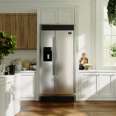 Forno Salerno 36" Built-in Stainless-Steel Refrigerator 20 cu. ft with Decorative Grill - 40 " Wide