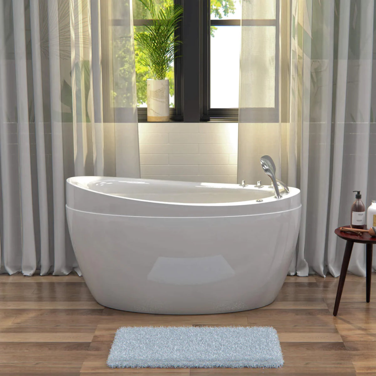 Empava 48"  Freestanding Air Massage Japanese-Style Bathtub with Reversible Drain EMPV-48JT011