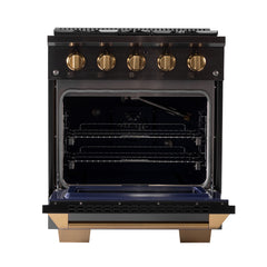 Kucht Gemstone Professional 30" Gas Range – Titanium Stainless Steel with Gold Accents