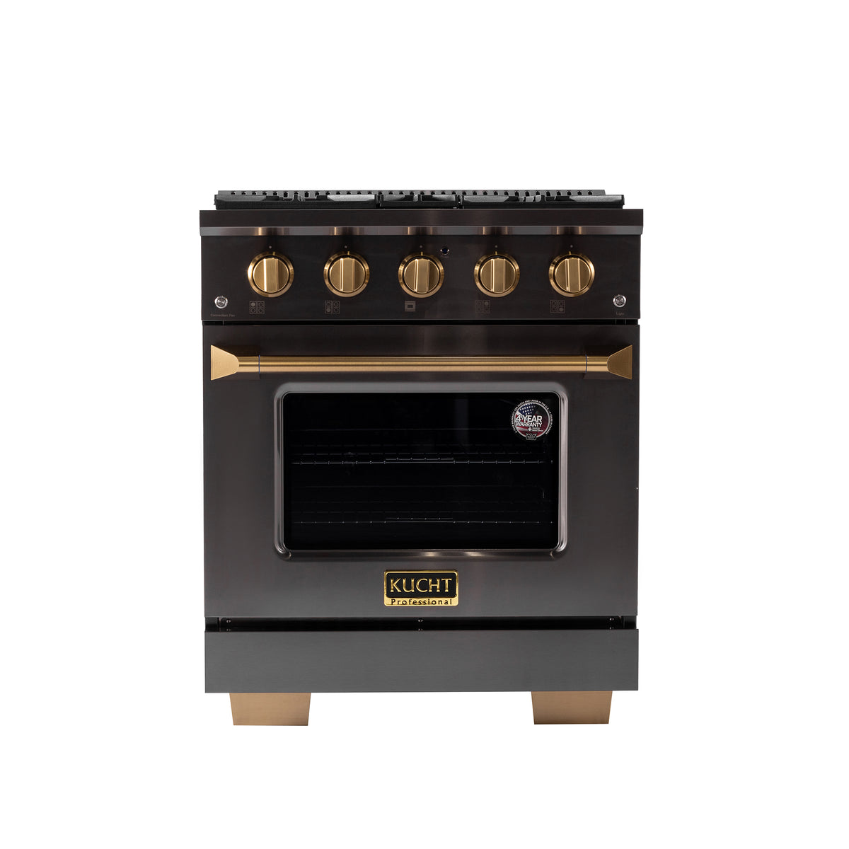 Kucht Gemstone Professional 30" Gas Range – Titanium Stainless Steel with Gold Accents