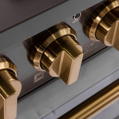 Kucht Gemstone Professional 30" Gas Range – Titanium Stainless Steel with Gold Accents