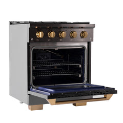 Kucht Gemstone Professional 30" Gas Range – Titanium Stainless Steel with Gold Accents