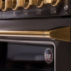 Kucht Gemstone Professional 36" Gas Range – Titanium Stainless Steel with Gold Accents