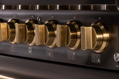 Kucht Gemstone Professional 36" Gas Range – Titanium Stainless Steel with Gold Accents