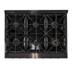 Kucht Gemstone Professional 36" Gas Range – Titanium Stainless Steel with Gold Accents
