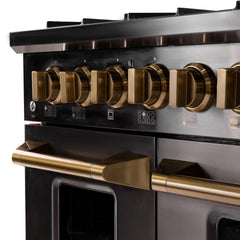 Kucht Gemstone Professional 48" Gas Range – Titanium Stainless Steel with Gold Accents