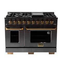 Kucht Gemstone Professional 48" Gas Range – Titanium Stainless Steel with Gold Accents