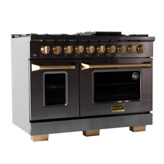 Kucht Gemstone Professional 48" Gas Range – Titanium Stainless Steel with Gold Accents