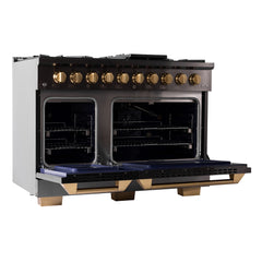 Kucht Gemstone Professional 48" Gas Range – Titanium Stainless Steel with Gold Accents