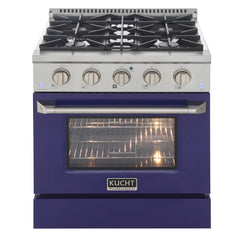 Kucht Professional 30" 4.2 cu ft. Natural Gas Range in Blue with Silver Accents, KNG301-B