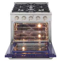 Kucht Professional 30" 4.2 cu ft. Natural Gas Range in Blue with Silver Accents, KNG301-B