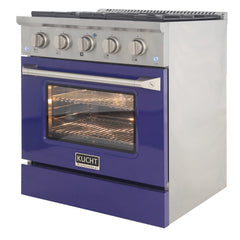Kucht Professional 30" 4.2 cu ft. Natural Gas Range in Blue with Silver Accents, KNG301-B