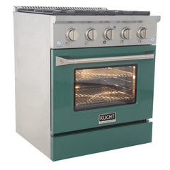 Kucht Professional 30" 4.2 cu ft. Natural Gas Range in Green with Silver Accents, KNG301-G