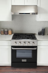 Kucht Professional 30" 4.2 cu ft. Natural Gas Range in Black with Silver Accents, KNG301-K