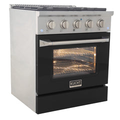 Kucht Professional 30" 4.2 cu ft. Natural Gas Range in Black with Silver Accents, KNG301-K