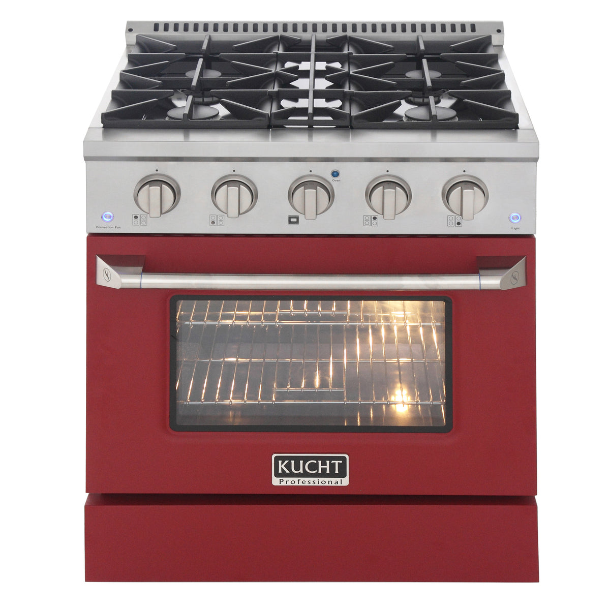 Kucht Professional 30" 4.2 cu ft. Natural Gas Range in Red with Silver Accents, KNG301-R