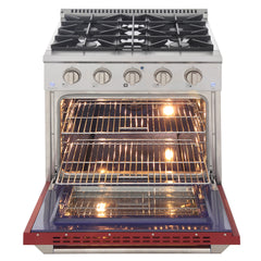 Kucht Professional 30" 4.2 cu ft. Natural Gas Range in Red with Silver Accents, KNG301-R