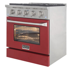 Kucht Professional 30" 4.2 cu ft. Natural Gas Range in Red with Silver Accents, KNG301-R