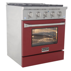 Kucht Professional 30" 4.2 cu ft. Natural Gas Range in Red with Silver Accents, KNG301-R