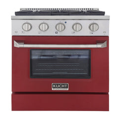 Kucht Professional 30" 4.2 cu ft. Natural Gas Range in Red with Silver Accents, KNG301-R