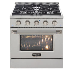 Kucht Professional 30" 4.2 cu ft. Natural Gas Range in Silver with Silver Accents, KNG301-S