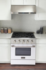 Kucht Professional 30" 4.2 cu ft. Natural Gas Range in White with Silver Accents, KNG301-W