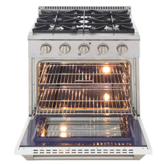 Kucht Professional 30" 4.2 cu ft. Natural Gas Range in White with Silver Accents, KNG301-W