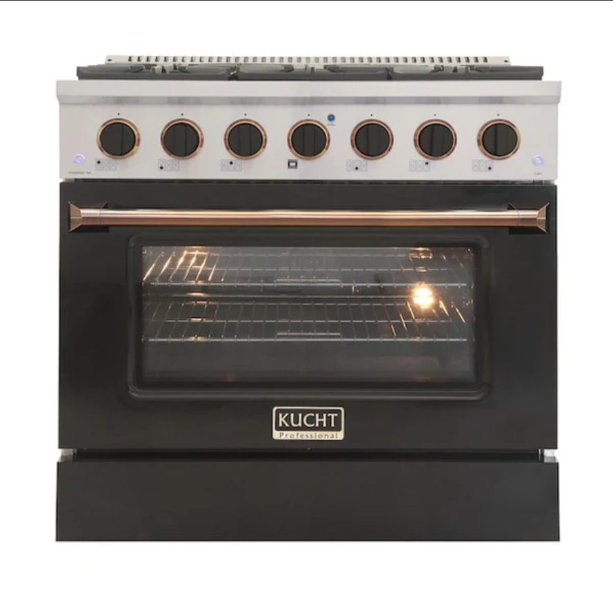 Kucht Professional 36" Gas Range – Black (LP) with Premium Metallic Accents