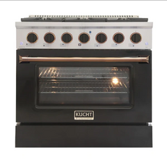 Kucht Professional 36" Gas Range – Black (LP) with Premium Metallic Accents