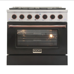 Kucht Professional 36" Gas Range – Black with Premium Metallic Accents