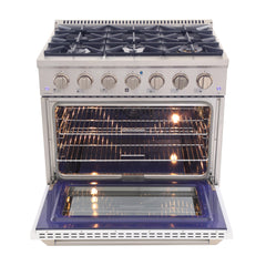 Kucht Professional 36" Gas Range – White (LP) with Premium Metallic Accents