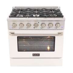 Kucht Professional 36" Gas Range – White with Premium Metallic Accents