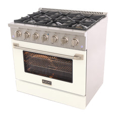 Kucht Professional 36" Gas Range – White (LP) with Premium Metallic Accents
