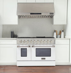 Kucht Professional 48" Gas Range – White with Premium Metallic Accents