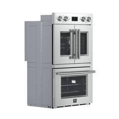Forno Asti 30-Inch Double Electric Wall Oven with Upper French Doors in Stainless Steel, 7.36 cu. ft. Dual True Convection, 7,200W, Air Fry, Sous Vide, Self-Clean