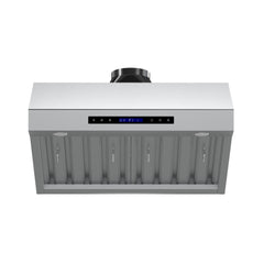 Forno Palazzo 30-Inch Wall Mounted Range Hood, Stainless Steel, Heavy Duty Baffle Filters, Remote Control