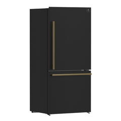 Forno Milano Espresso 31-Inch Bottom Freezer Refrigerator, Black, 17.2 cu.ft Capacity, Energy Efficient