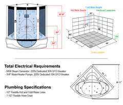 Maya Bath The Superior - Gray 64" x 64" x 88" SKU103