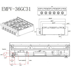 Empava Pro-style 36 In. Slide-in Gas Cooktops 36GC31