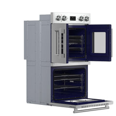 Forno Gallico 30-Inch Electric French Door Double Oven, Stainless Steel, Convection Cooking, Touch Control Panel, Self-Cleaning Function