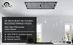 Forno Arezzo - 44" Ceiling Range Hood with Perimetric Heat, Odor, Gases and Steam  Air Capture