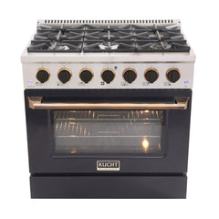 Kucht Professional 36" Gas Range – Black (LP) with Premium Metallic Accents